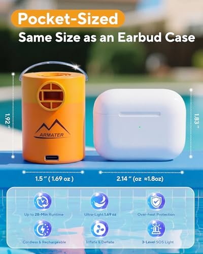 MKARMATER 1.69oz Ultra-Mini Portable Air Pump for Pool Floats & Air Mattress