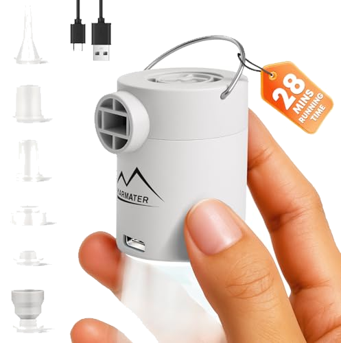 Portable Pool Inflatable Air Pump - 5kPa Upgrade Electric Camping Travel Vacuum Mini Inflator Pump for Inflatables - Battery Mattress Bed Small Float Pumps - Tiny Rechargeable Pumps for Storage Bags